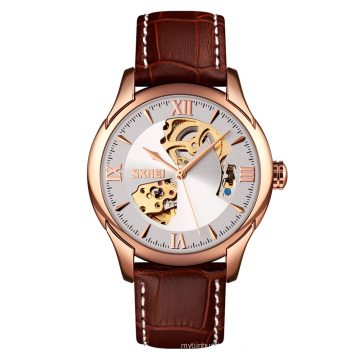 Новые Skmei 9223 высококачественные роскошные автоматические мужские кожаные механические часы